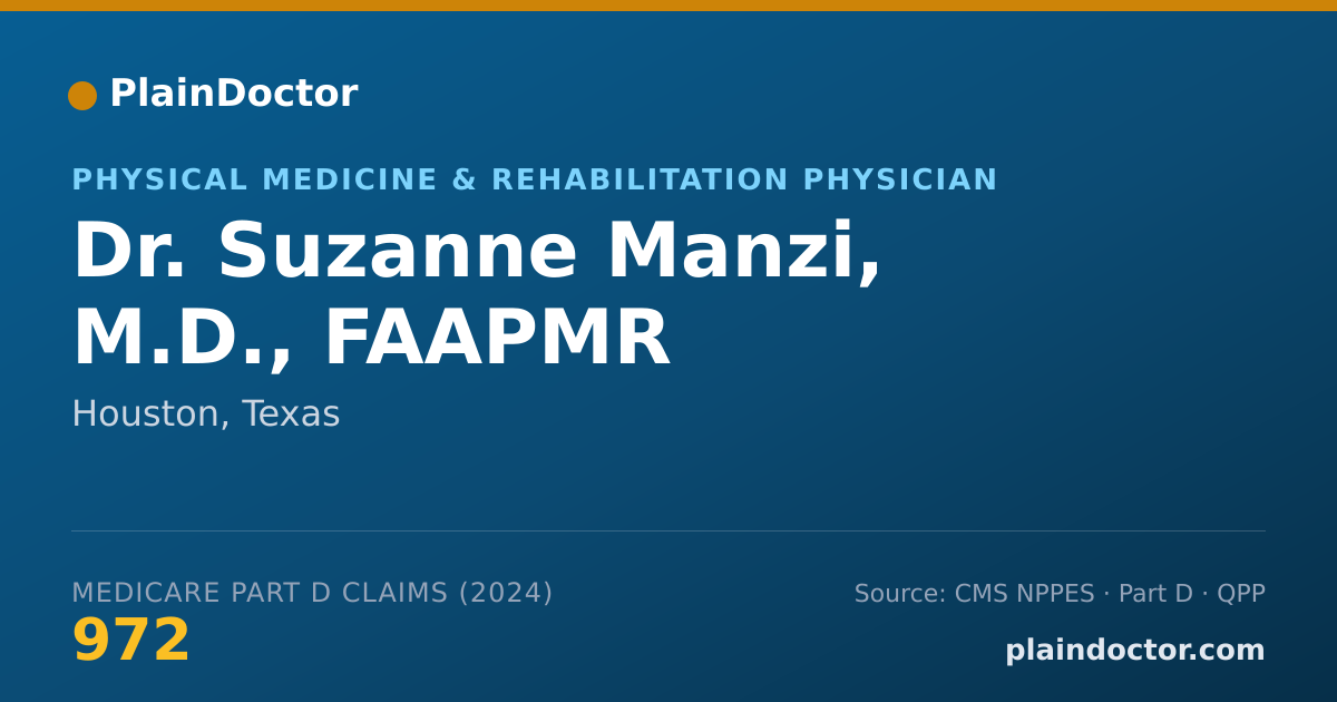 Shareable card for Suzanne Manzi, M.D., FAAPMR - Physical Medicine & Rehabilitation Physician, Houston, TX