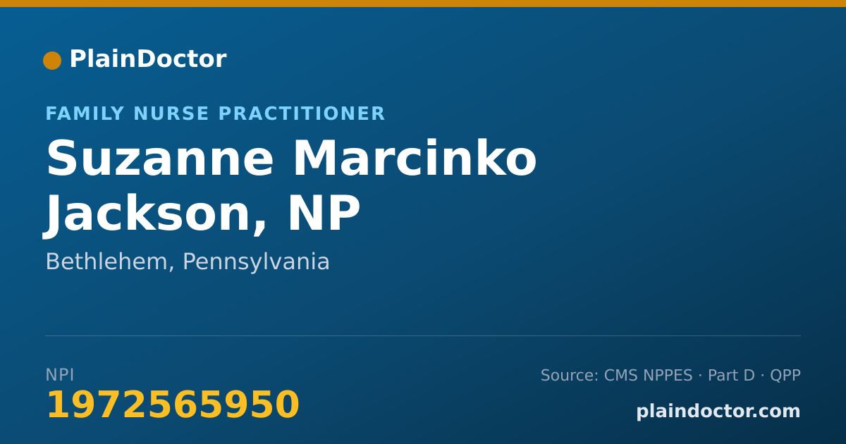 Shareable card for Suzanne Marcinko Jackson, NP - Family Nurse Practitioner, Bethlehem, PA