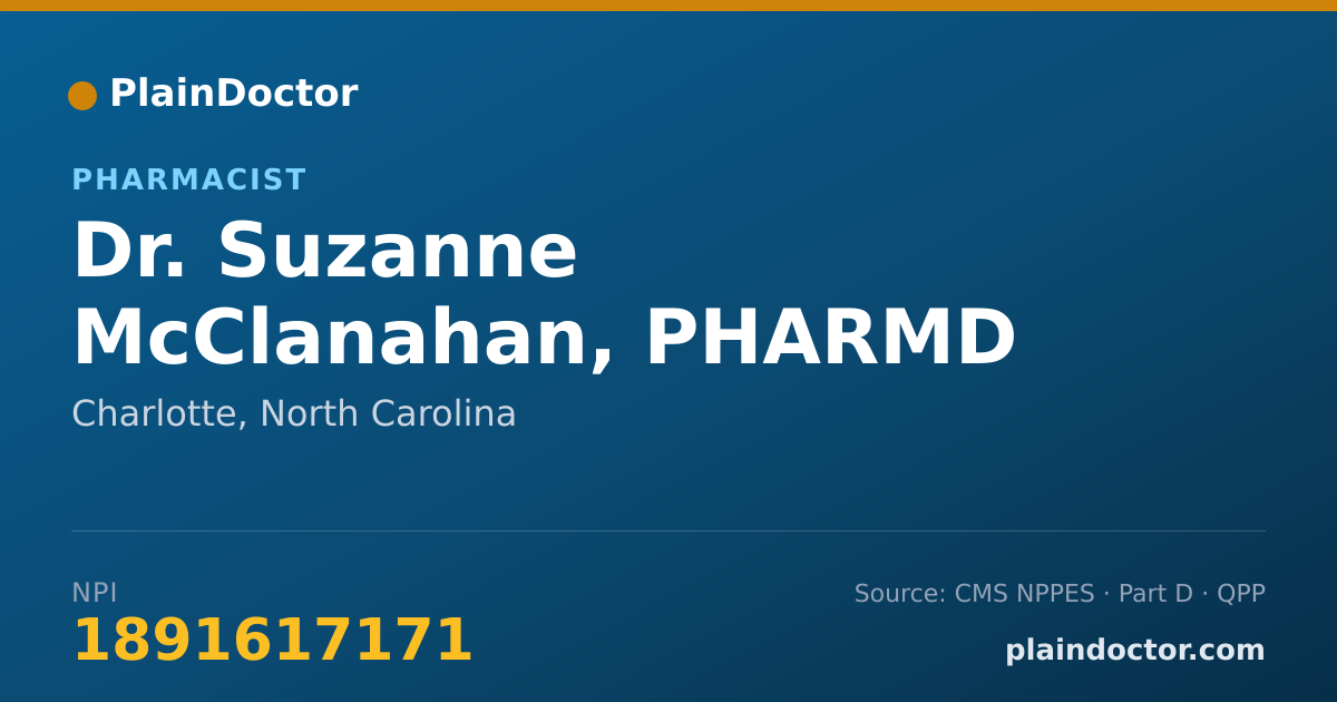 Shareable card for Suzanne McClanahan, PHARMD - Pharmacist, Charlotte, NC