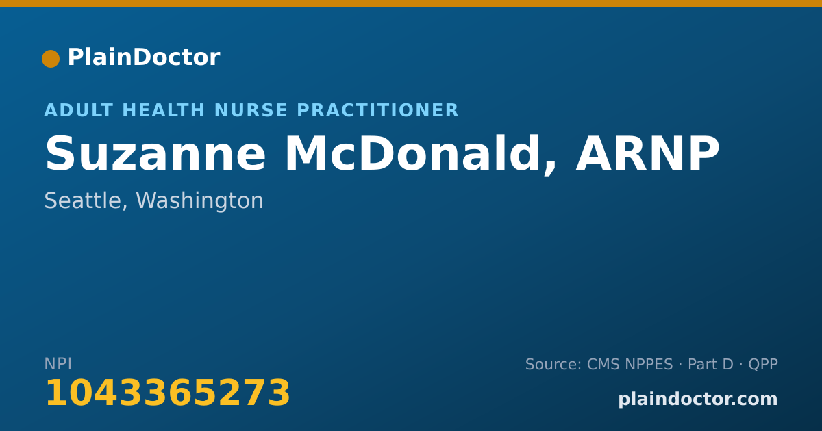 Shareable card for Suzanne McDonald, ARNP - Adult Health Nurse Practitioner, Seattle, WA