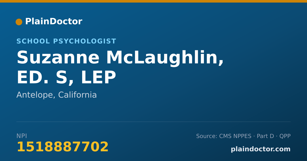 Shareable card for Suzanne McLaughlin, ED. S, LEP - School Psychologist, Antelope, CA