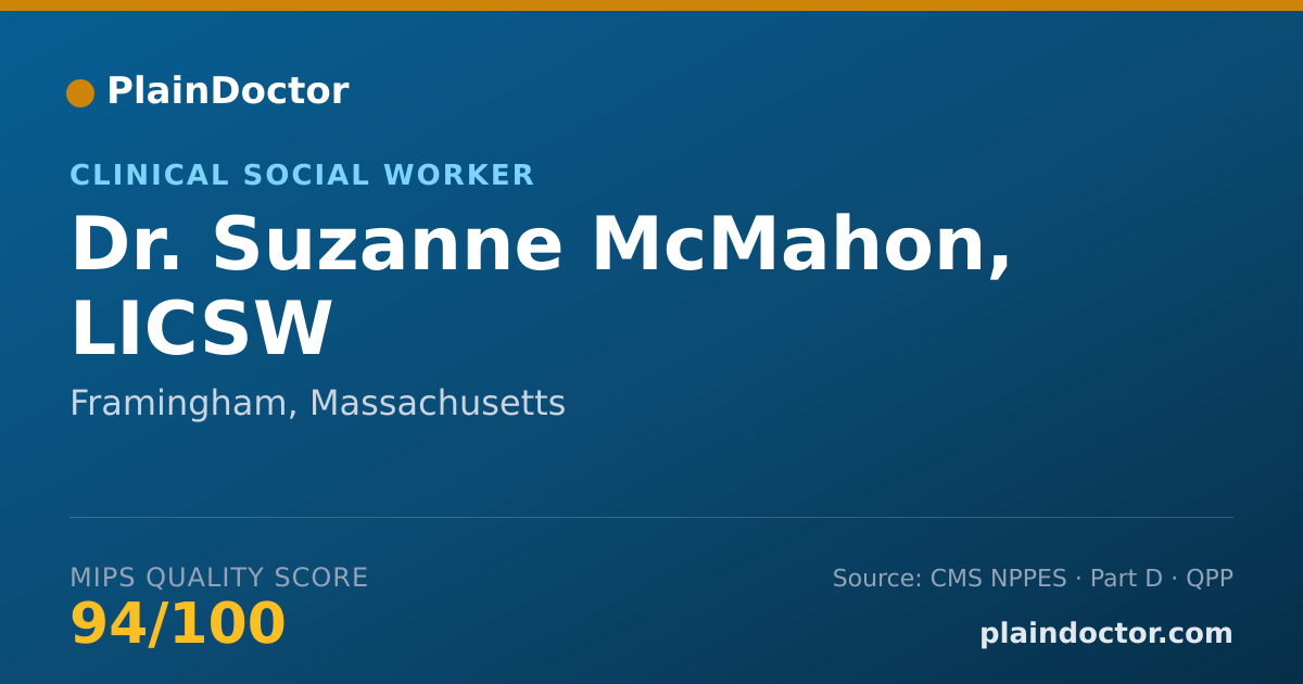 Shareable card for Suzanne McMahon, LICSW - Clinical Social Worker, Framingham, MA