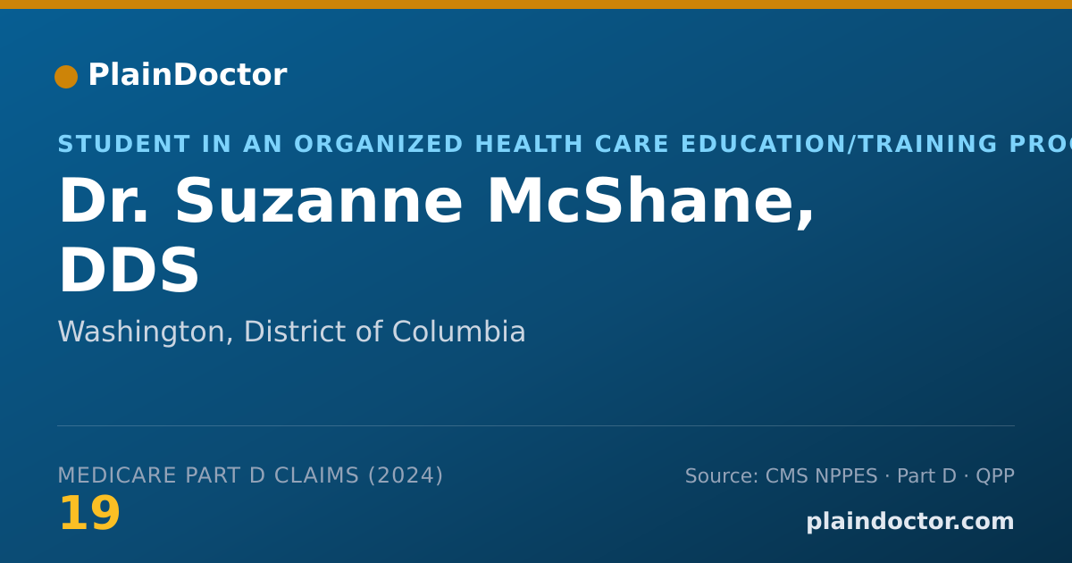 Shareable card for Suzanne McShane, DDS - Student in an Organized Health Care Education/Training Program, Washington, DC