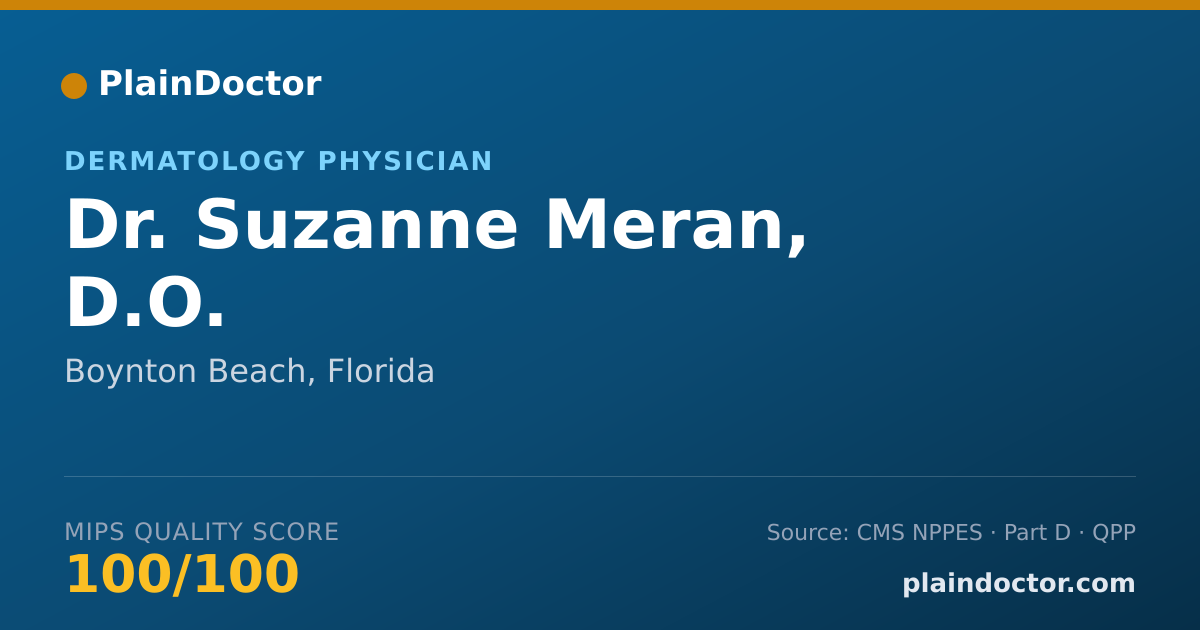 Shareable card for Suzanne Meran, D.O. - Dermatology Physician, Boynton Beach, FL