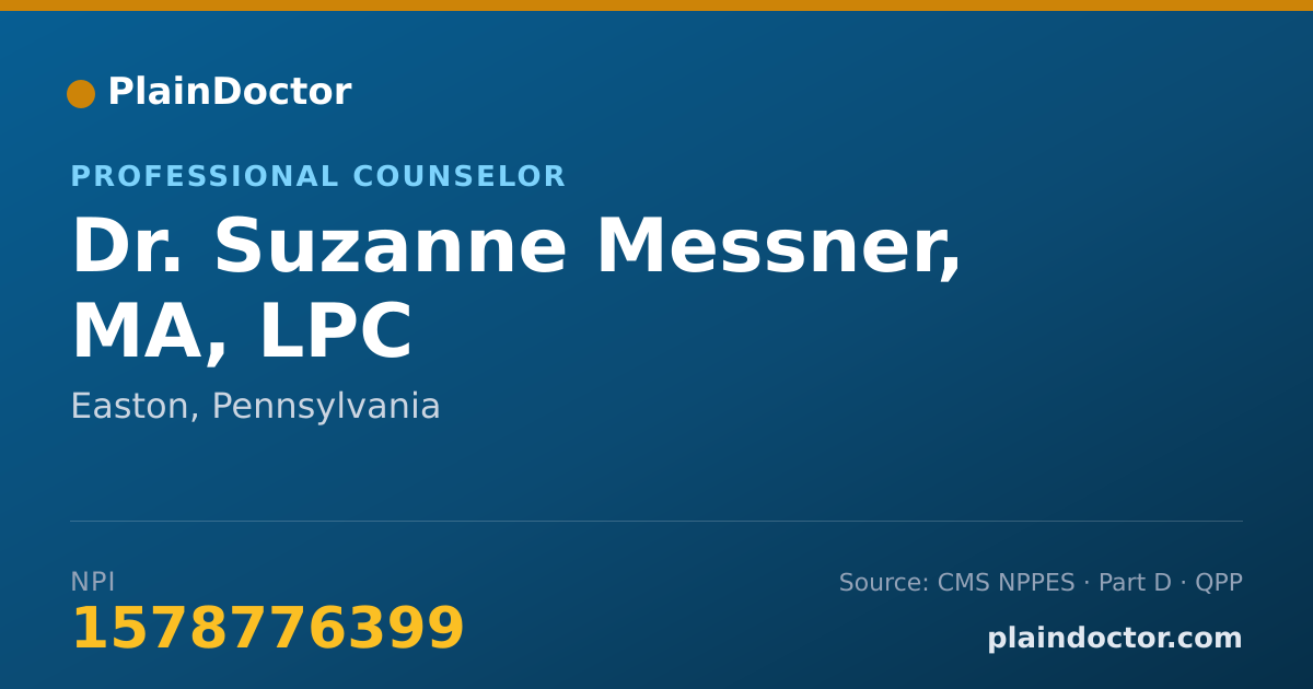 Shareable card for Suzanne Messner, MA, LPC - Professional Counselor, Easton, PA