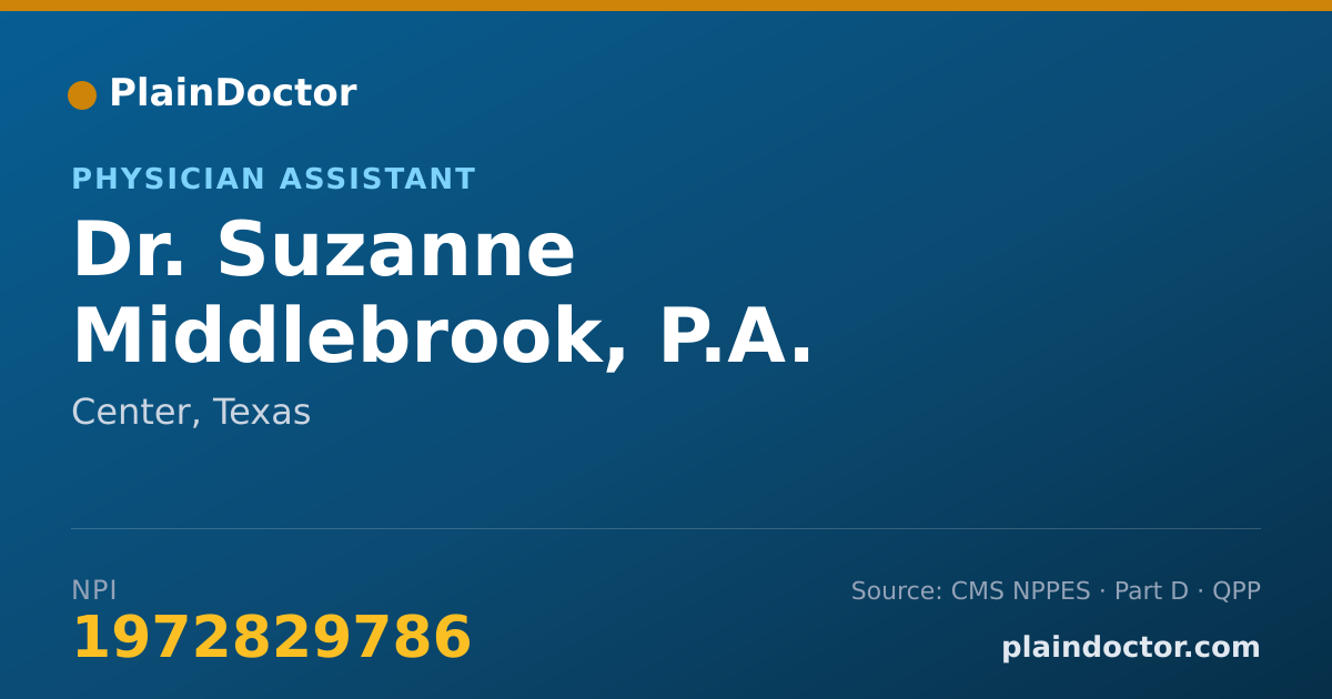 Shareable card for Suzanne Middlebrook, P.A. - Physician Assistant, Center, TX