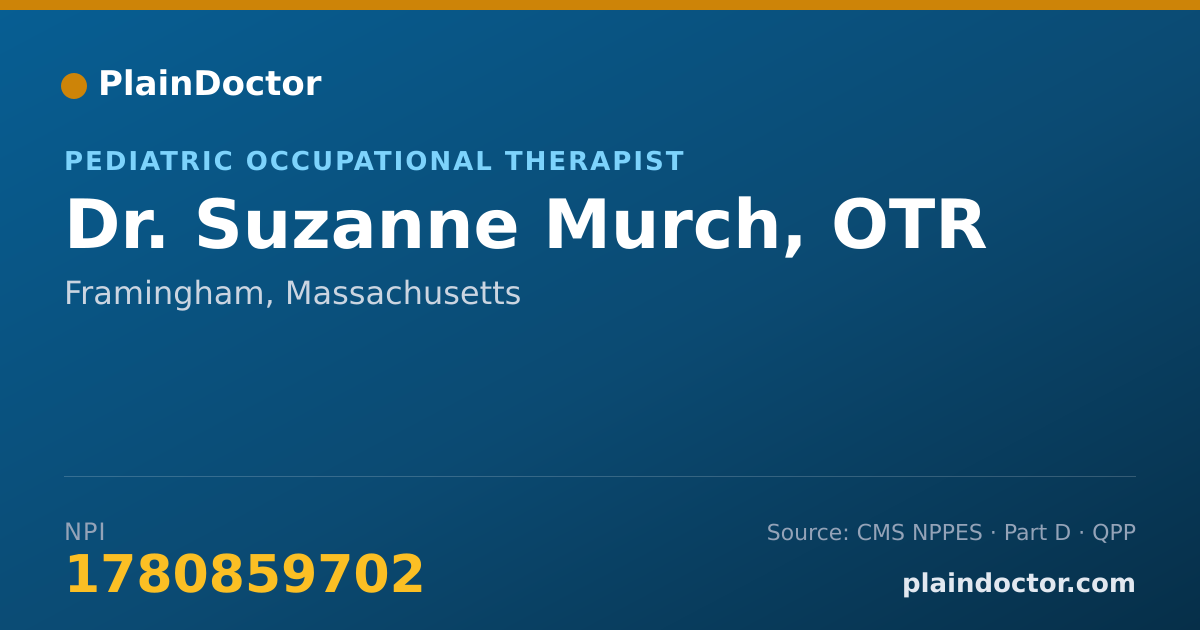 Shareable card for Suzanne Murch, OTR - Pediatric Occupational Therapist, Framingham, MA