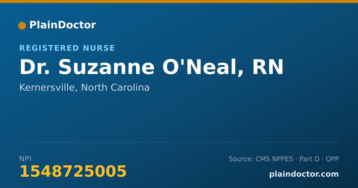 Shareable card for Suzanne O'Neal, RN - Registered Nurse, Kernersville, NC