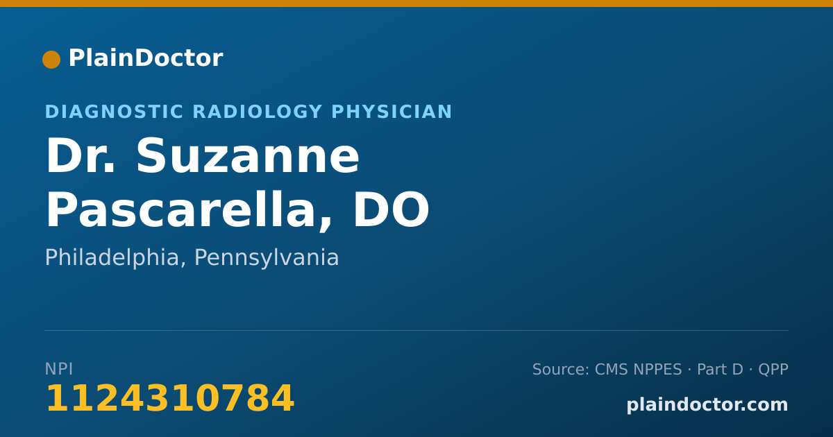 Shareable card for Suzanne Pascarella, DO - Diagnostic Radiology Physician, Philadelphia, PA