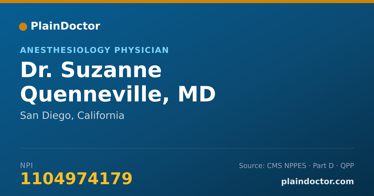 Shareable card for Suzanne Quenneville, MD - Anesthesiology Physician, San Diego, CA