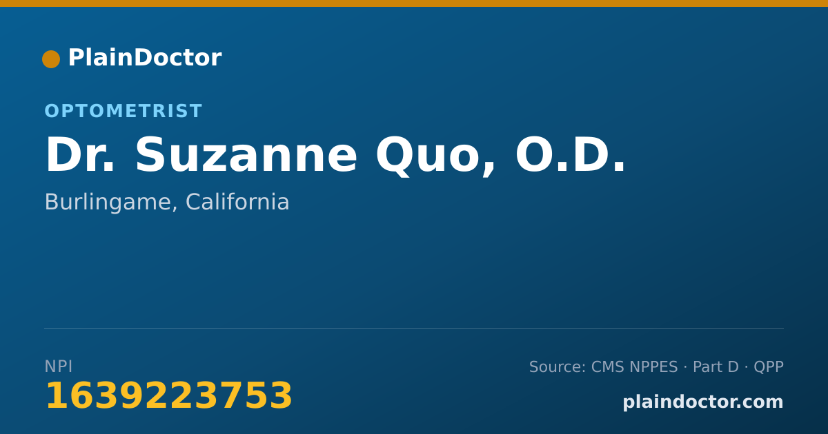 Shareable card for Suzanne Quo, O.D. - Optometrist, Burlingame, CA