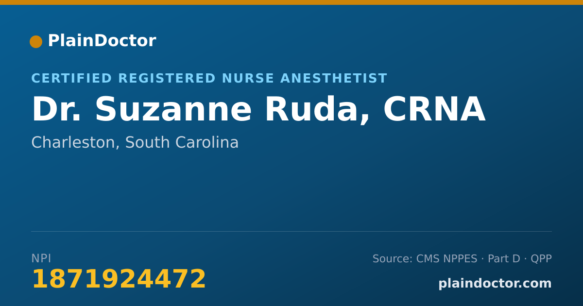 Shareable card for Suzanne Ruda, CRNA - Certified Registered Nurse Anesthetist, Charleston, SC