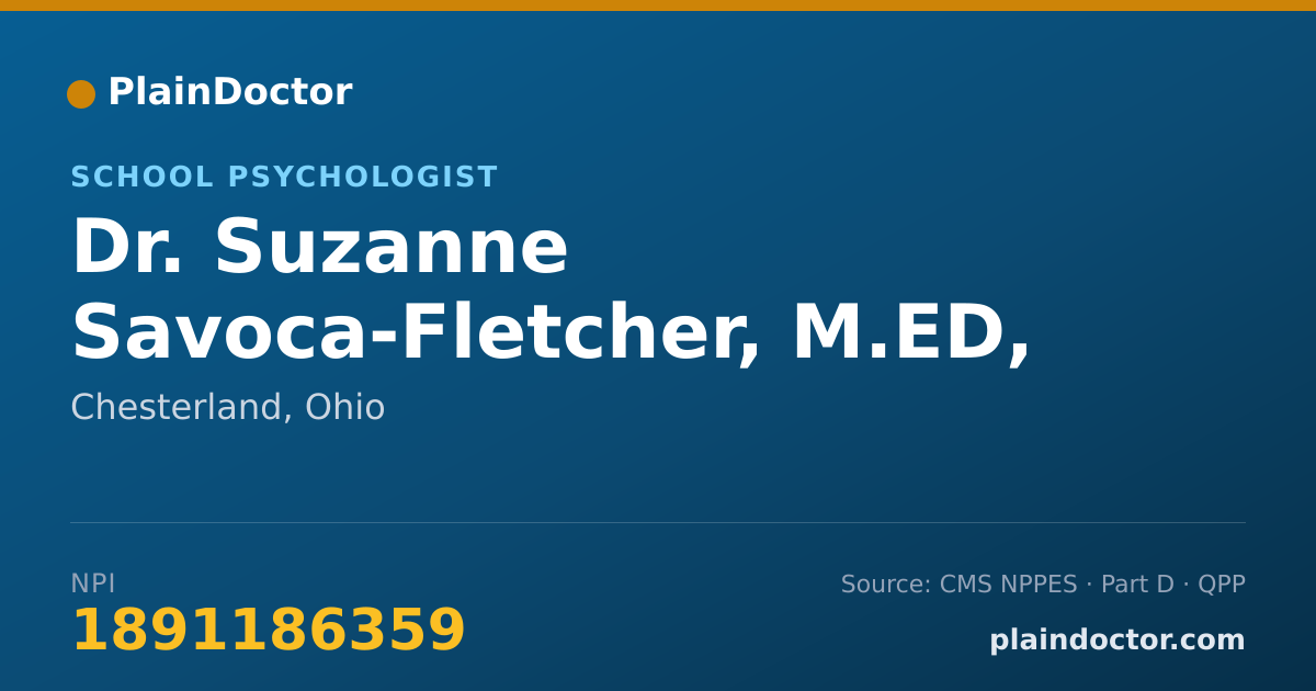 Shareable card for Suzanne Savoca-Fletcher, M.ED, NCSP, SP529 - School Psychologist, Chesterland, OH