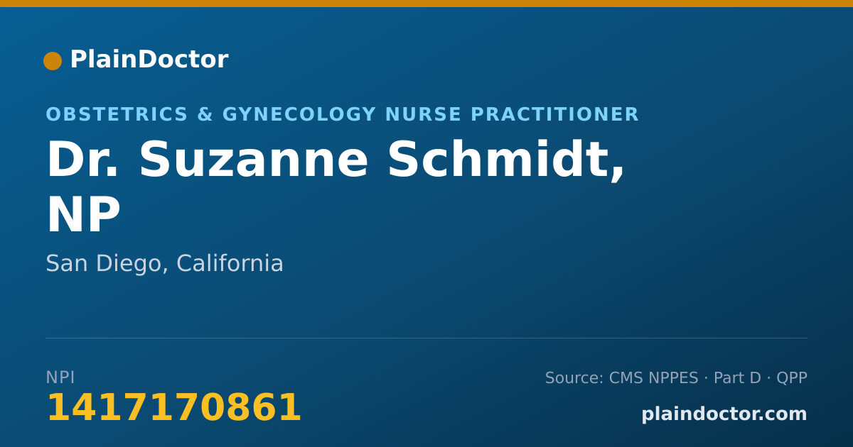 Shareable card for Suzanne Schmidt, NP - Obstetrics & Gynecology Nurse Practitioner, San Diego, CA