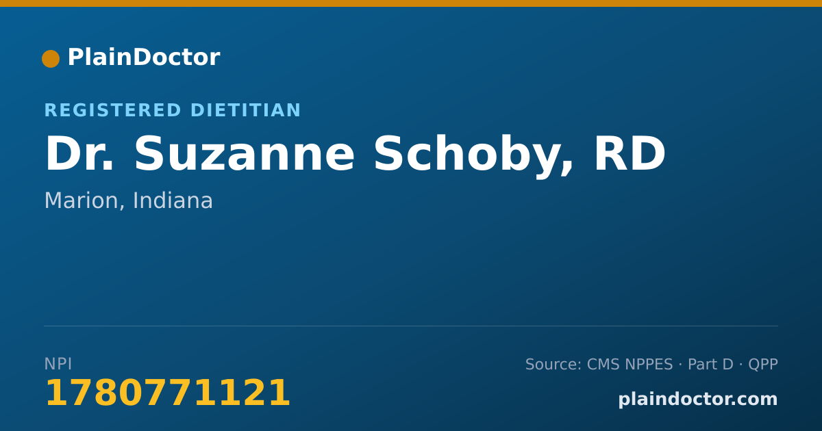 Shareable card for Suzanne Schoby, RD - Registered Dietitian, Marion, IN