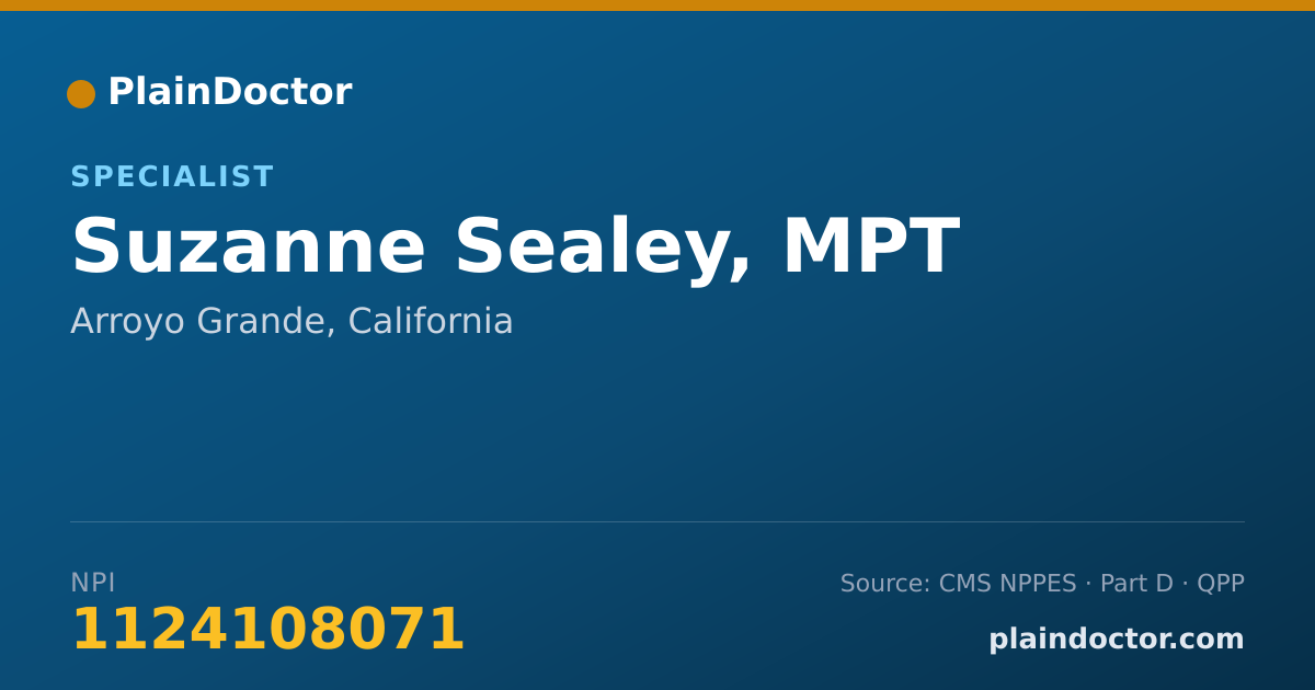 Shareable card for Suzanne Sealey, MPT - Specialist, Arroyo Grande, CA