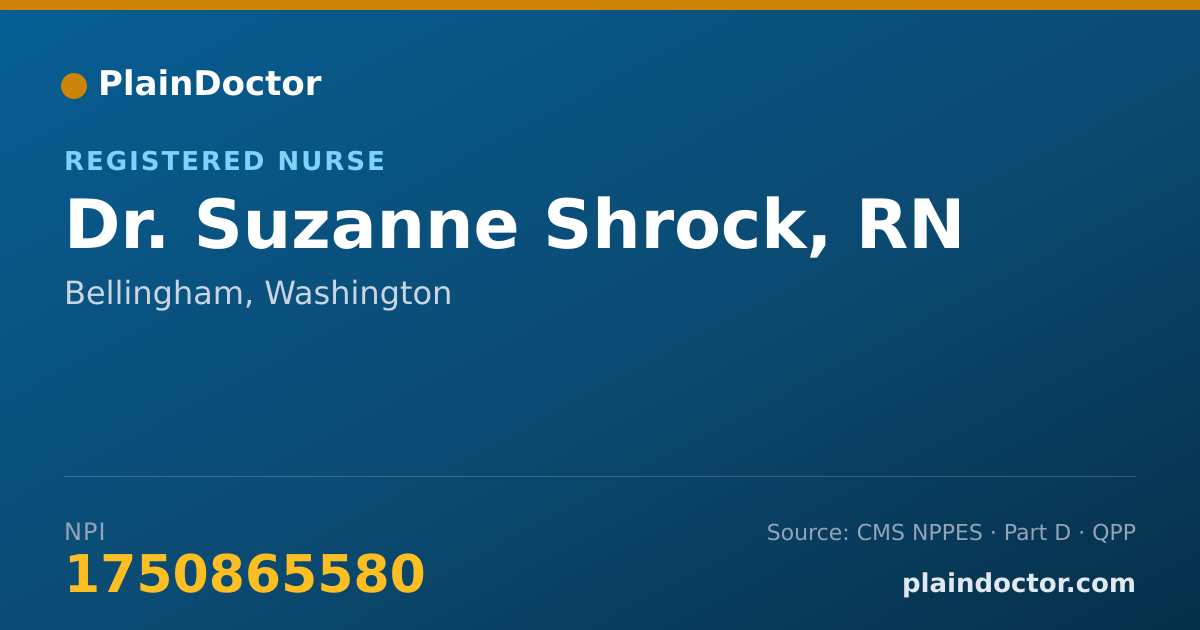 Shareable card for Suzanne Shrock, RN - Registered Nurse, Bellingham, WA