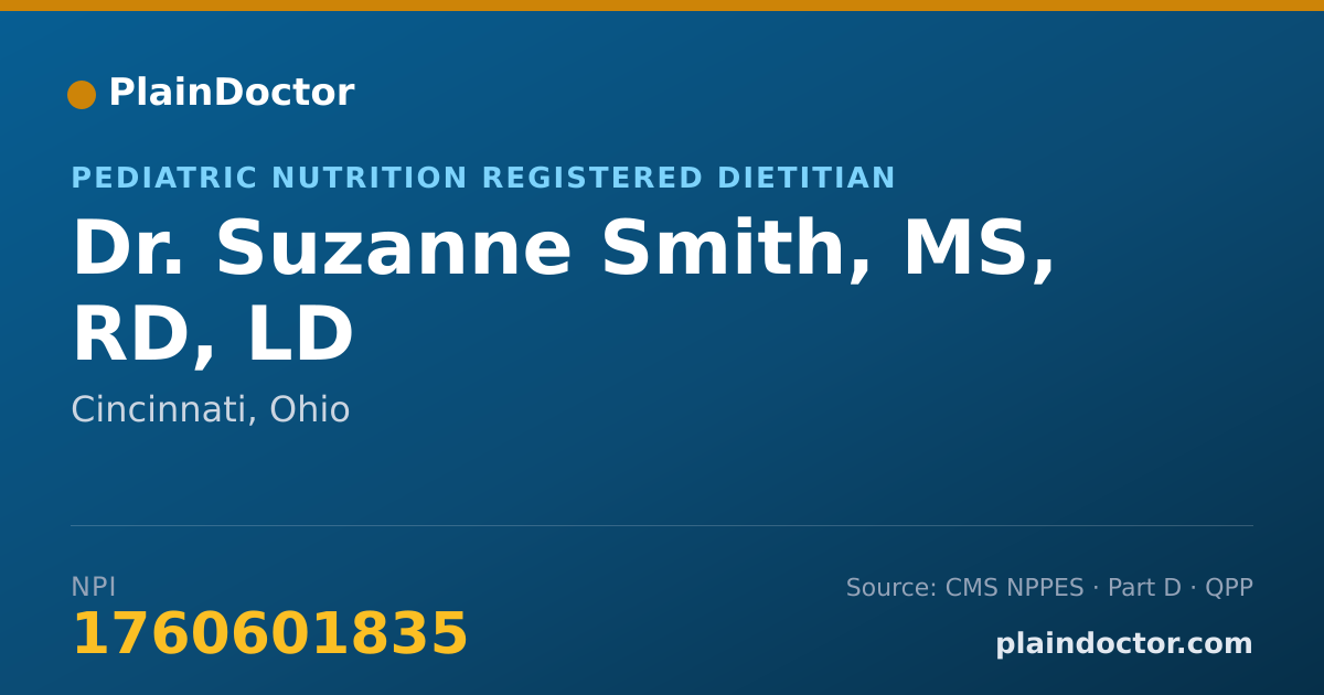 Shareable card for Suzanne Smith, MS, RD, LD - Pediatric Nutrition Registered Dietitian, Cincinnati, OH