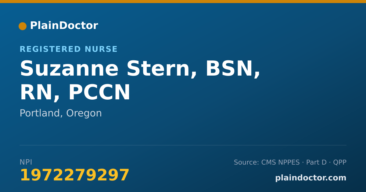 Shareable card for Suzanne Stern, BSN, RN, PCCN - Registered Nurse, Portland, OR
