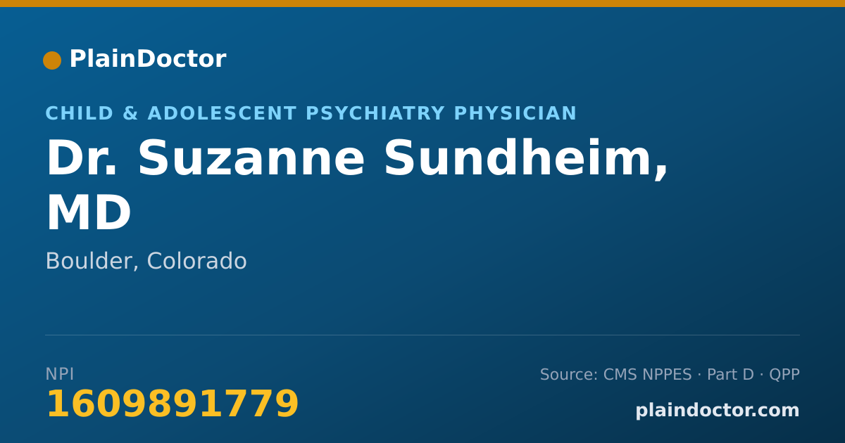 Shareable card for Suzanne Sundheim, MD - Child & Adolescent Psychiatry Physician, Boulder, CO