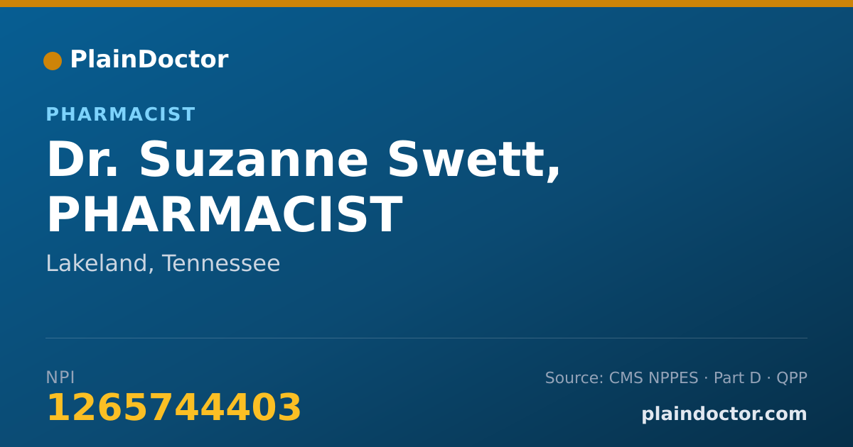 Shareable card for Suzanne Swett, PHARMACIST - Pharmacist, Lakeland, TN