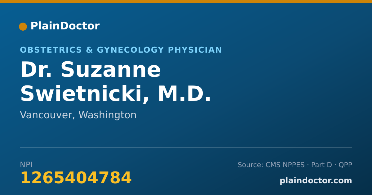 Shareable card for Suzanne Swietnicki, M.D. - Obstetrics & Gynecology Physician, Vancouver, WA