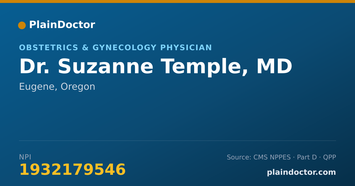 Shareable card for Suzanne Temple, MD - Obstetrics & Gynecology Physician, Eugene, OR