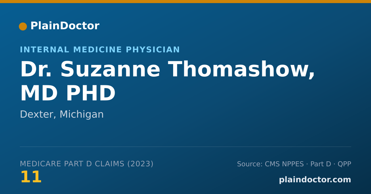 Shareable card for Suzanne Thomashow, MD PHD - Internal Medicine Physician, Dexter, MI