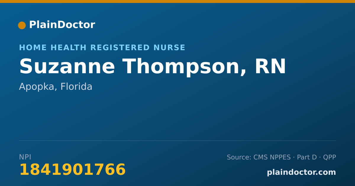 Shareable card for Suzanne Thompson, RN - Home Health Registered Nurse, Apopka, FL