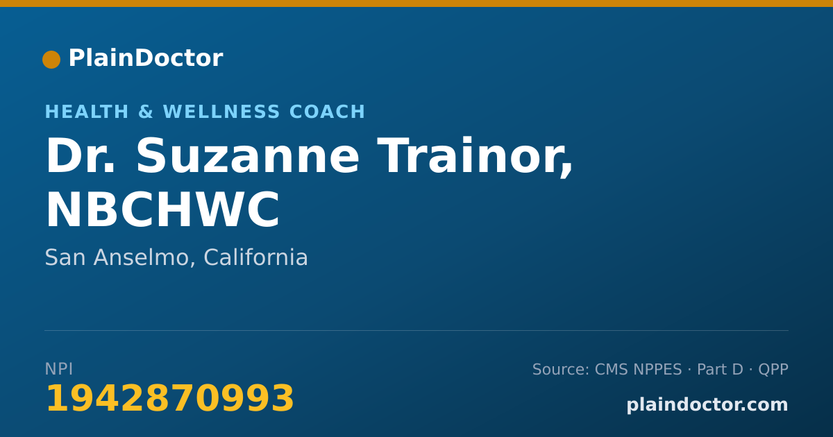 Shareable card for Suzanne Trainor, NBCHWC - Health & Wellness Coach, San Anselmo, CA