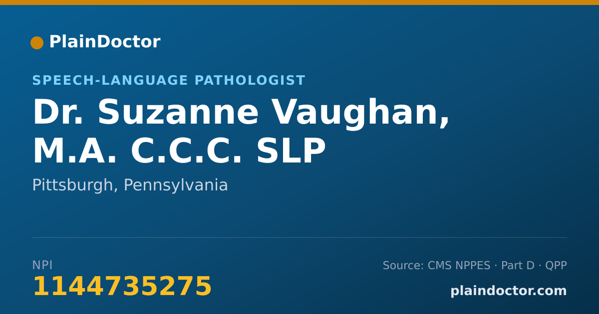 Shareable card for Suzanne Vaughan, M.A. C.C.C. SLP - Speech-Language Pathologist, Pittsburgh, PA