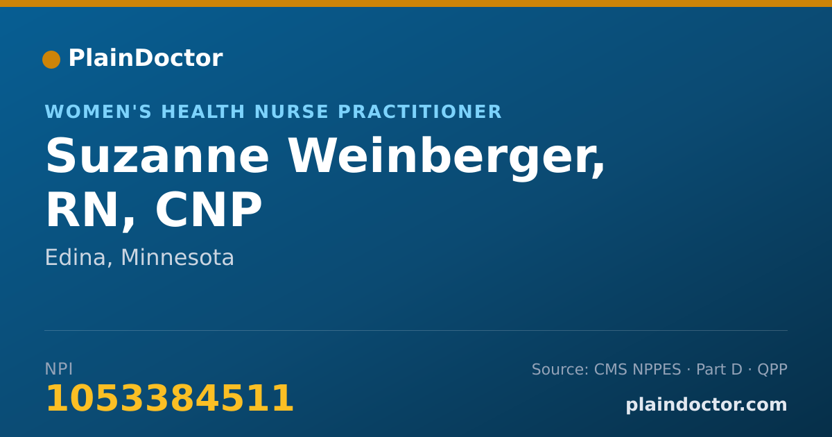 Shareable card for Suzanne Weinberger, RN, CNP - Women's Health Nurse Practitioner, Edina, MN