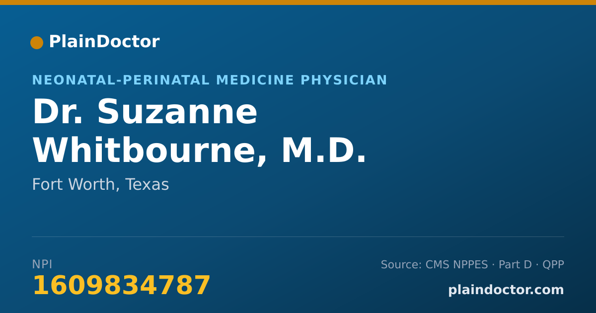 Shareable card for Suzanne Whitbourne, M.D. - Neonatal-Perinatal Medicine Physician, Fort Worth, TX