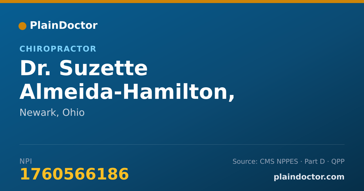 Shareable card for Suzette Almeida-Hamilton, D.C., C.C.S.P. - Chiropractor, Newark, OH