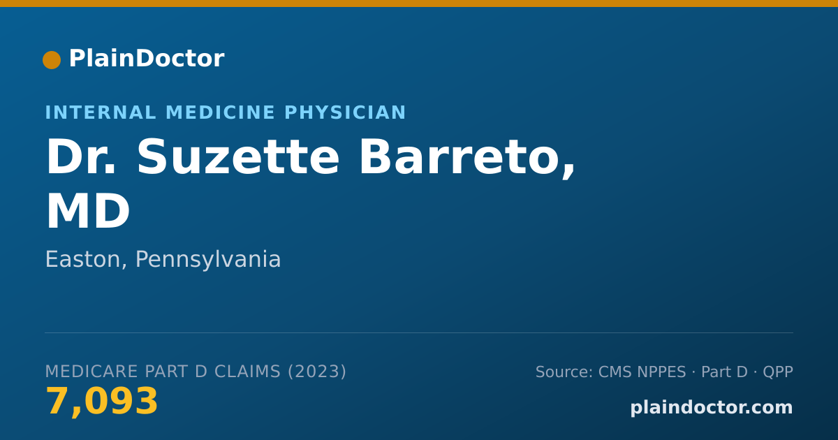 Shareable card for Suzette Barreto, MD - Internal Medicine Physician, Easton, PA