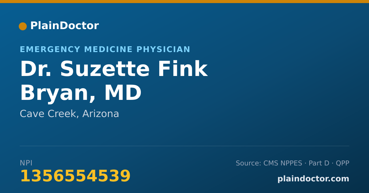 Shareable card for Suzette Fink Bryan, MD - Emergency Medicine Physician, Cave Creek, AZ