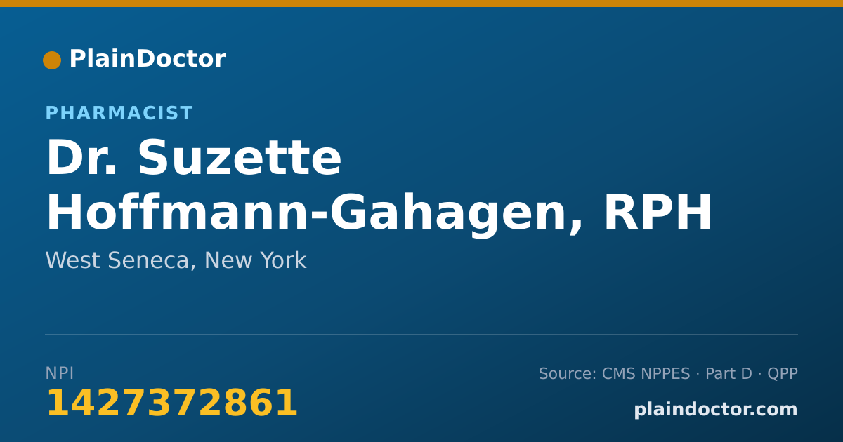 Shareable card for Suzette Hoffmann-Gahagen, RPH - Pharmacist, West Seneca, NY