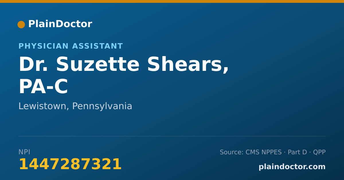 Shareable card for Suzette Shears, PA-C - Physician Assistant, Lewistown, PA