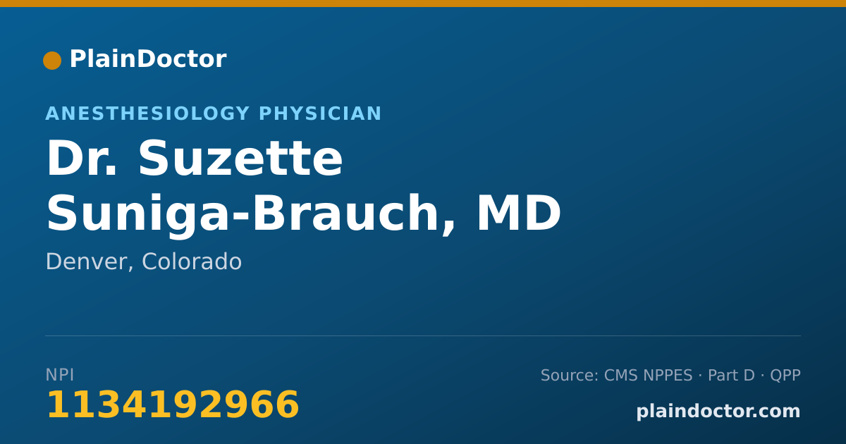 Shareable card for Suzette Suniga-Brauch, MD - Anesthesiology Physician, Denver, CO