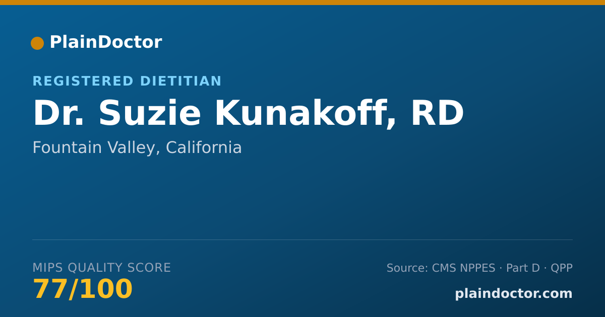 Shareable card for Suzie Kunakoff, RD - Registered Dietitian, Fountain Valley, CA