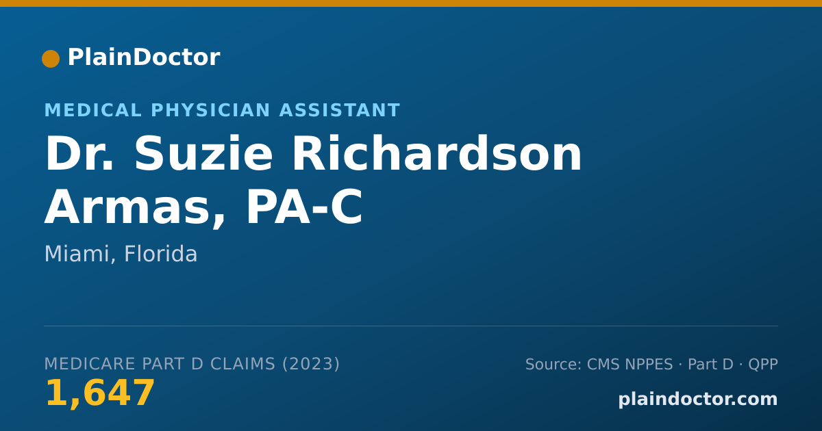 Shareable card for Suzie Richardson Armas, PA-C - Medical Physician Assistant, Miami, FL