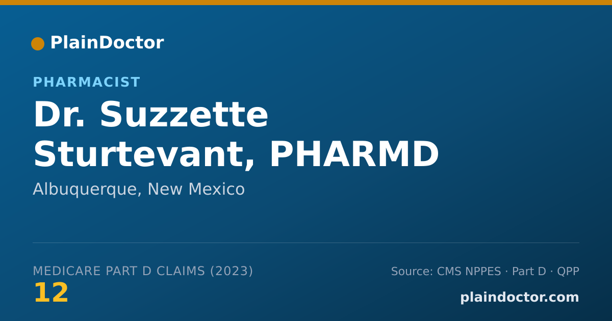 Shareable card for Suzzette Sturtevant, PHARMD - Pharmacist, Albuquerque, NM