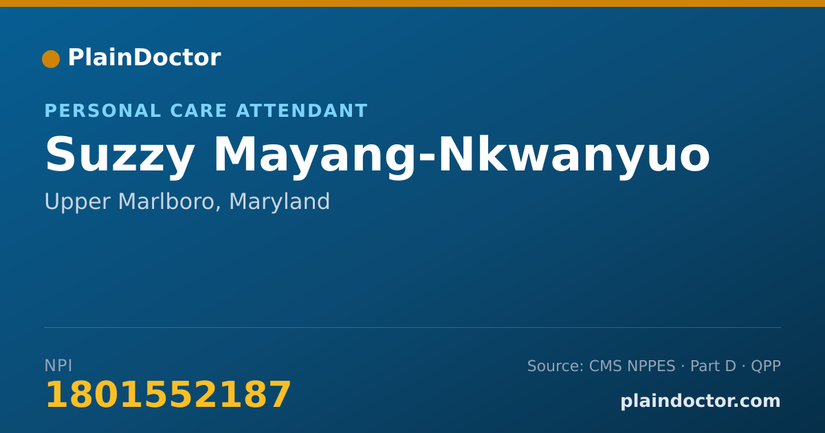 Shareable card for Suzzy Mayang-Nkwanyuo - Personal Care Attendant, Upper Marlboro, MD