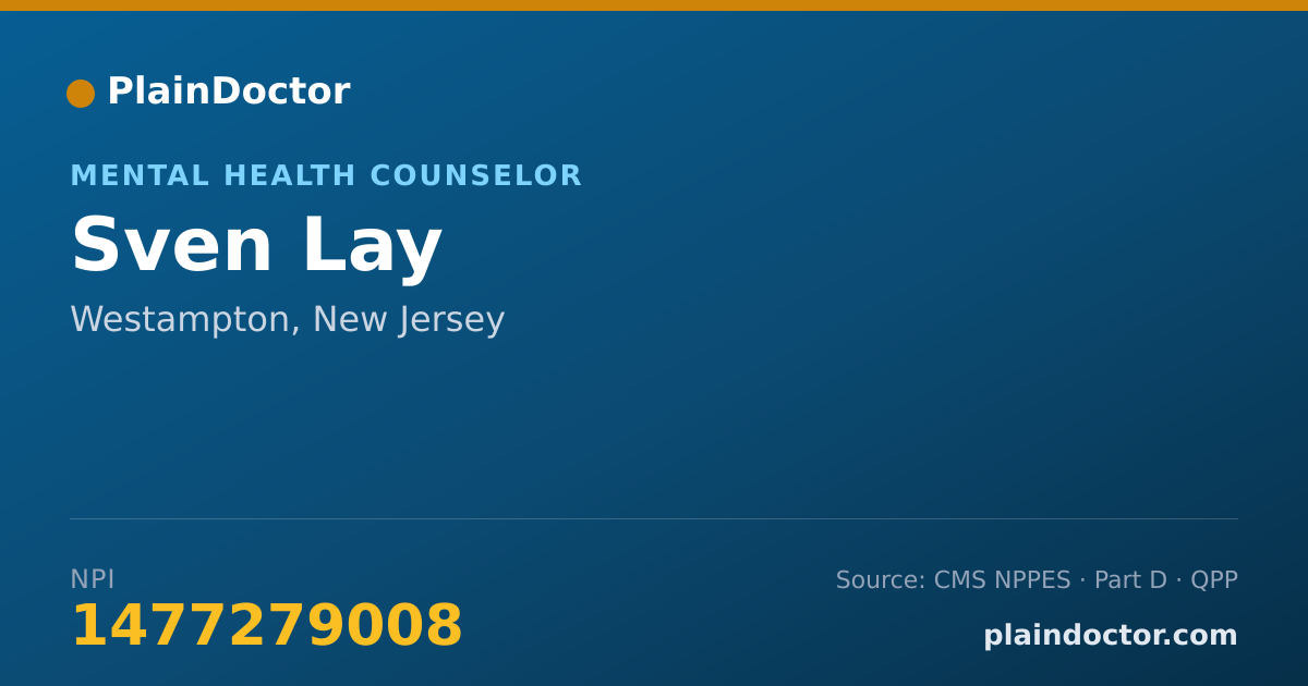 Shareable card for Sven Lay - Mental Health Counselor, Westampton, NJ