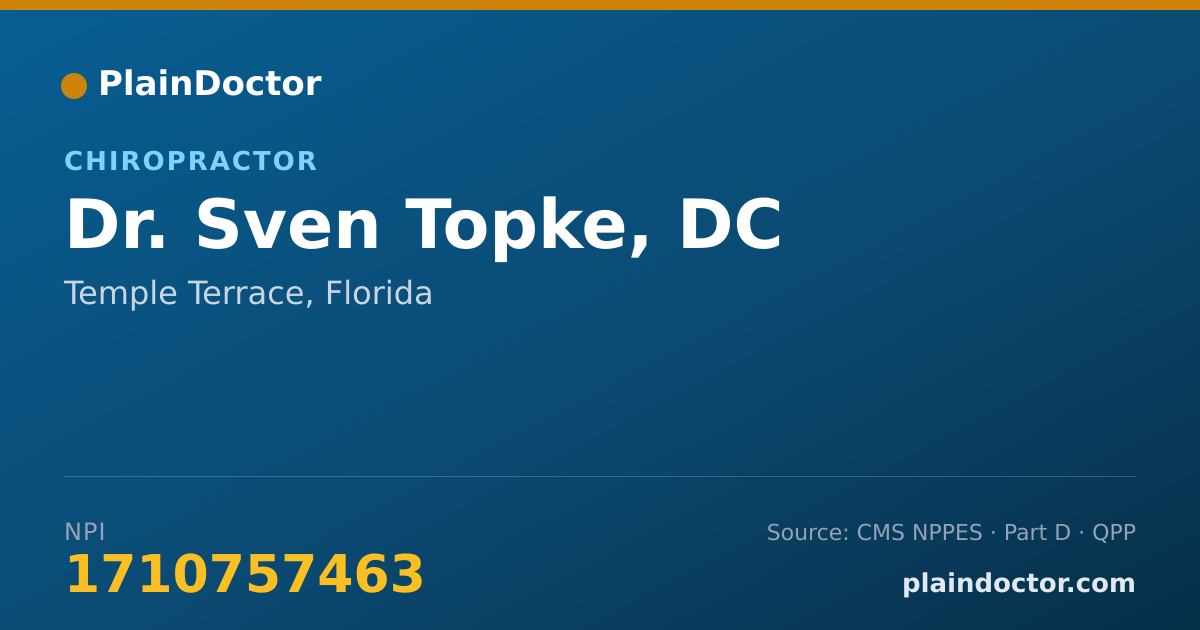 Shareable card for Sven Topke, DC - Chiropractor, Temple Terrace, FL