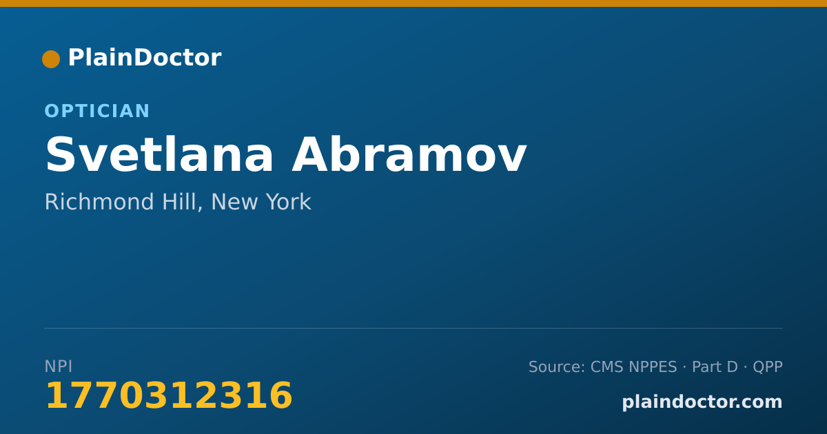 Shareable card for Svetlana Abramov - Optician, Richmond Hill, NY