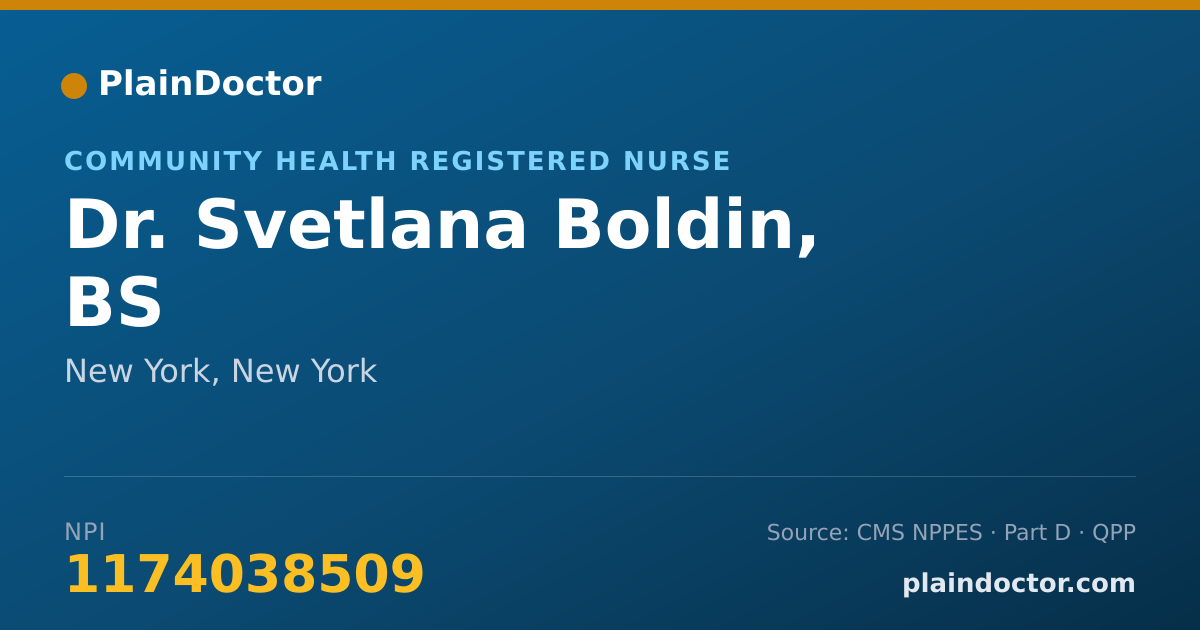 Shareable card for Svetlana Boldin, BS - Community Health Registered Nurse, New York, NY