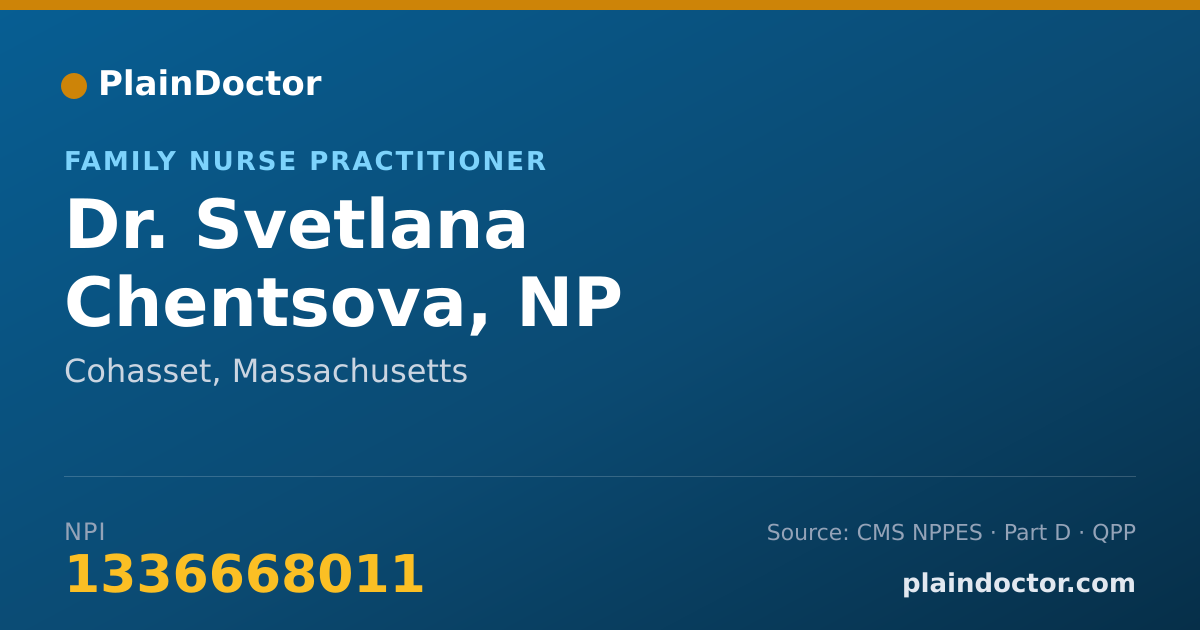 Shareable card for Svetlana Chentsova, NP - Family Nurse Practitioner, Cohasset, MA