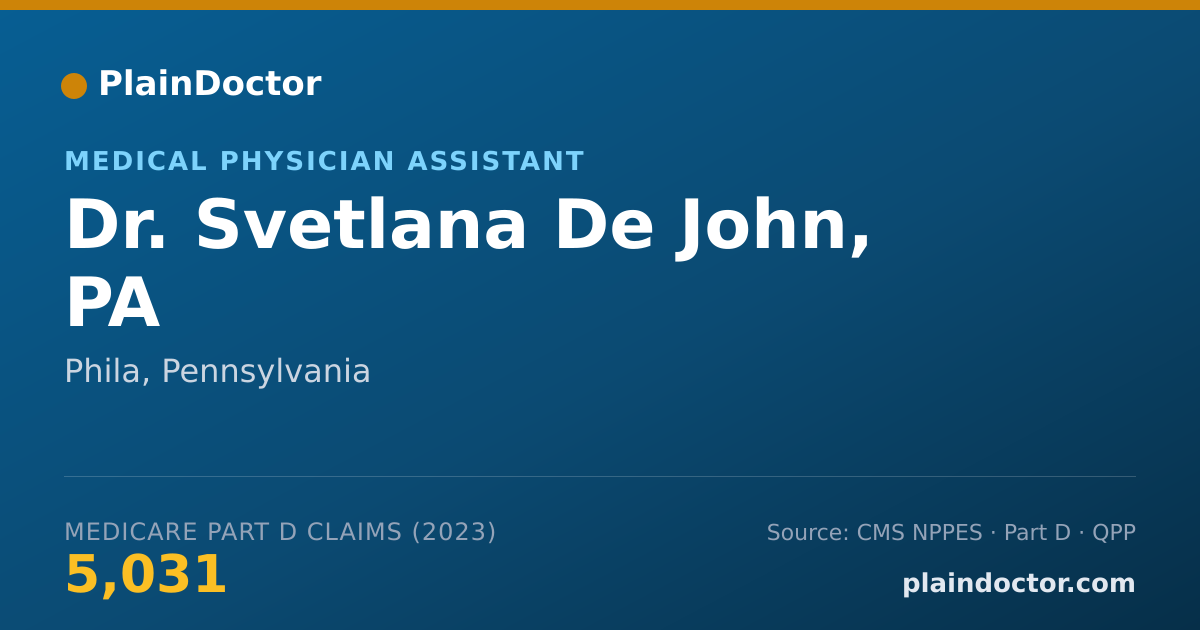 Shareable card for Svetlana De John, PA - Medical Physician Assistant, Phila, PA