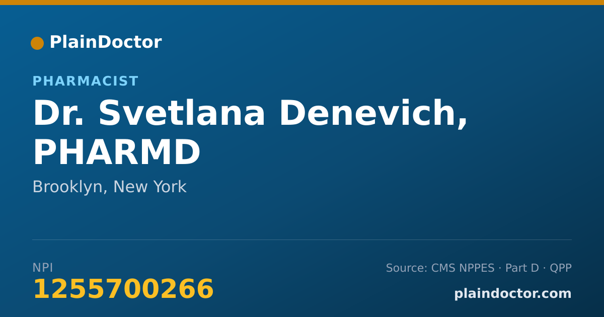 Shareable card for Svetlana Denevich, PHARMD - Pharmacist, Brooklyn, NY